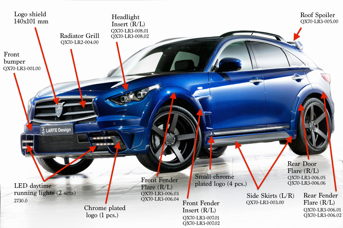 LARTE Design body kit for Infiniti QX70 J39, Tiedustele powercarfinland@gmail.com